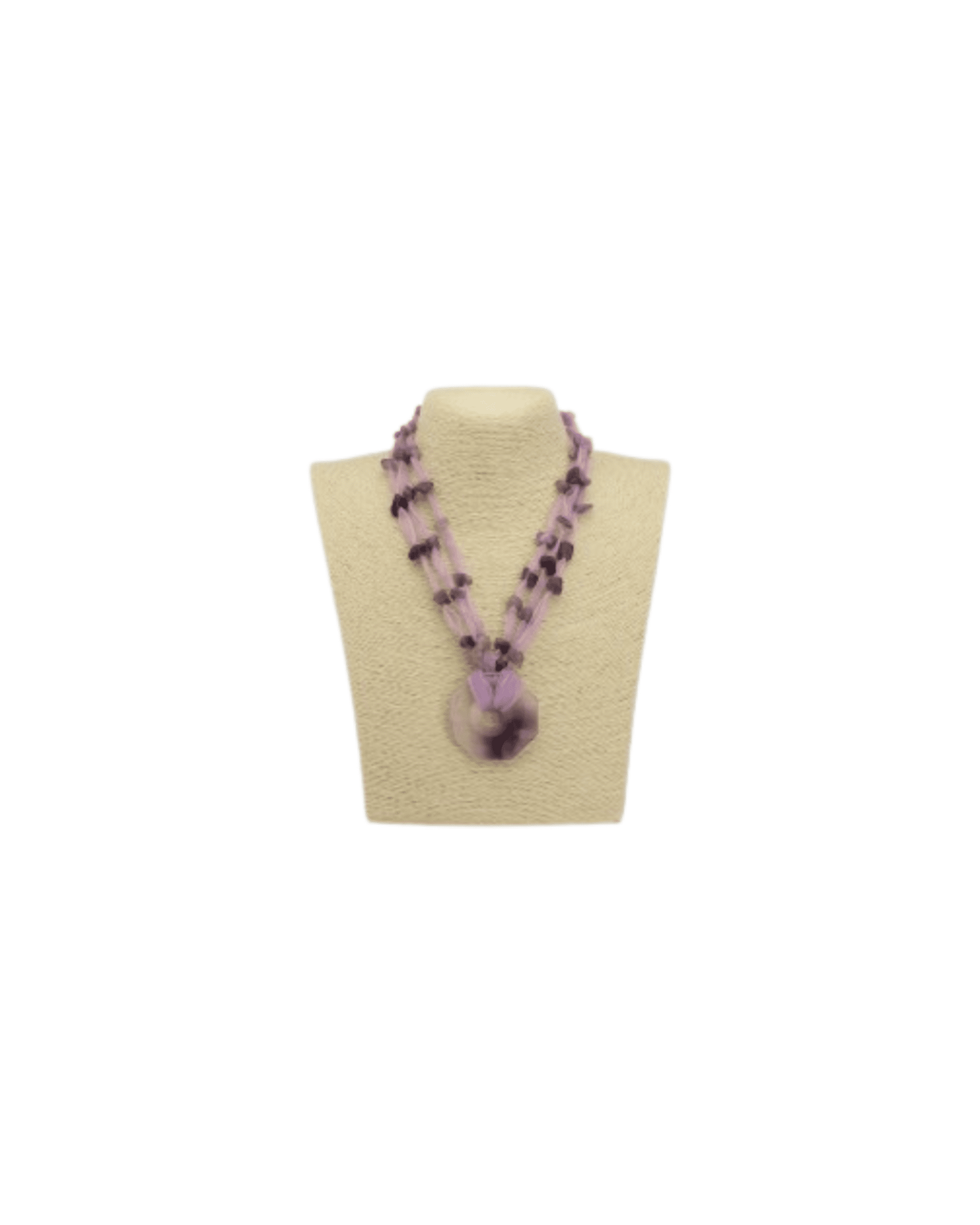 COLLAR DE ORGANZA DONUTS Y PIEDRA NATURAL AMATISTA - 1