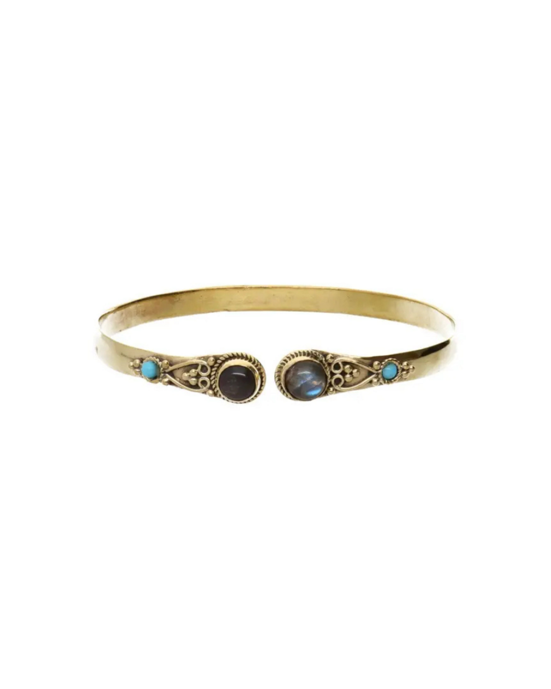 PULSERA DE BRONCE CON DOBLE LABRADORITA AZUL - 1