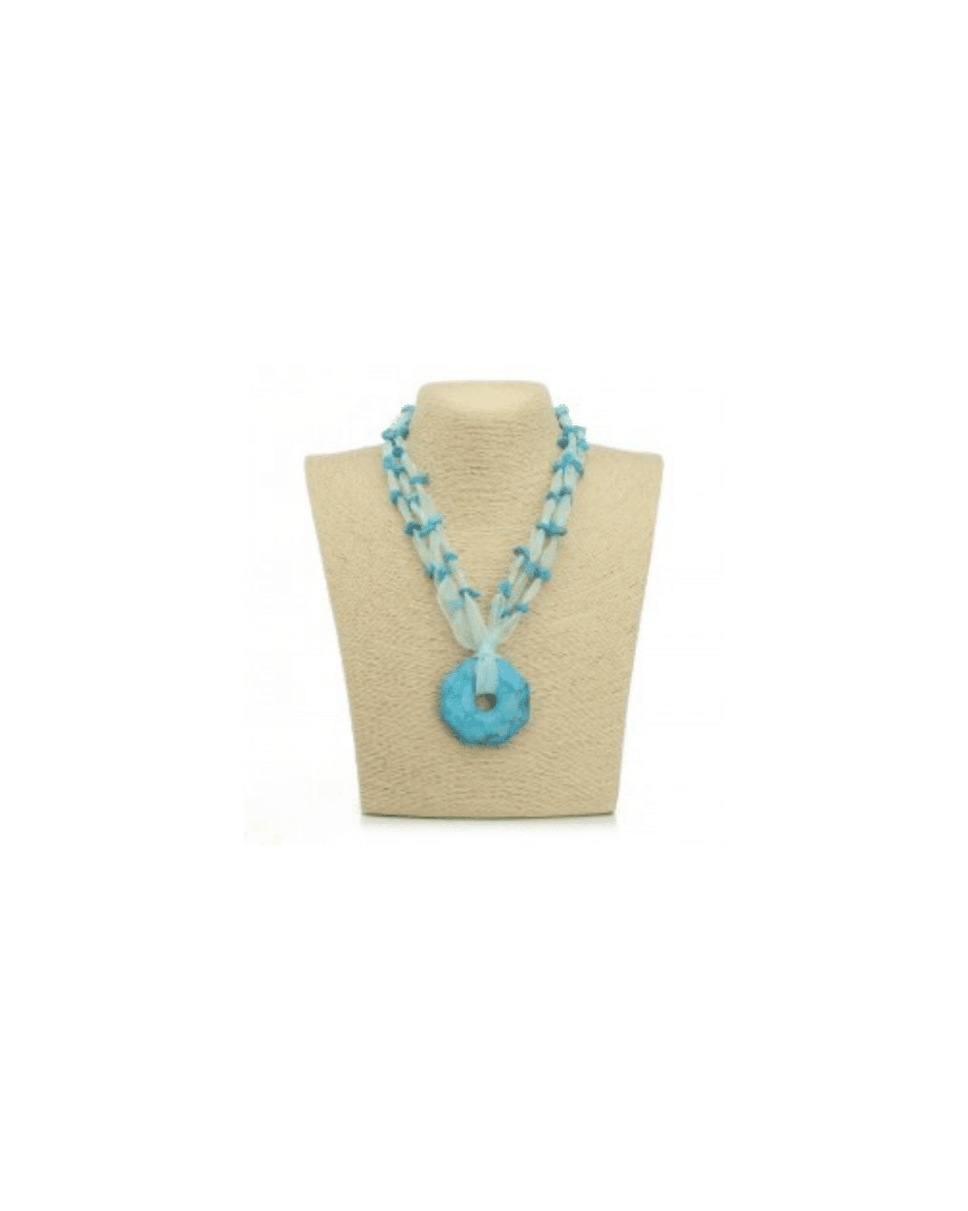COLLAR DE ORGANZA DONUTS Y PIEDRA NATURAL TURQUENITA - 1